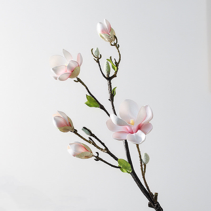 32" Tall Artificial Magnolia Stem, Large Realistic White Magnolia Flower Branch for Floor Vases, Entryway Decor, Weddings & Home Arrangements