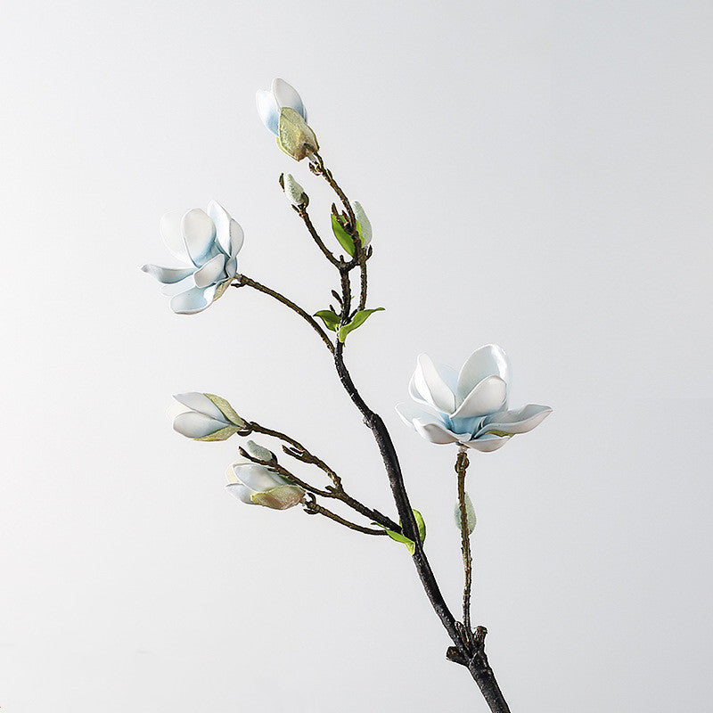 32" Tall Artificial Magnolia Stem, Large Realistic White Magnolia Flower Branch for Floor Vases, Entryway Decor, Weddings & Home Arrangements