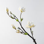 32" Tall Artificial Magnolia Stem, Large Realistic White Magnolia Flower Branch for Floor Vases, Entryway Decor, Weddings & Home Arrangements