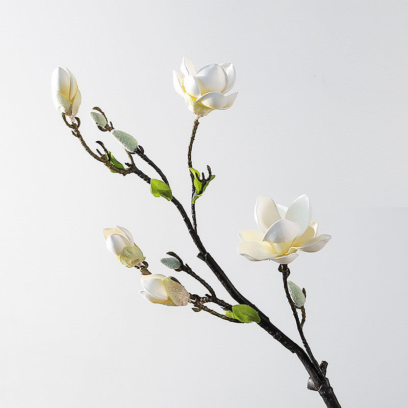 32" Tall Artificial Magnolia Stem, Large Realistic White Magnolia Flower Branch for Floor Vases, Entryway Decor, Weddings & Home Arrangements