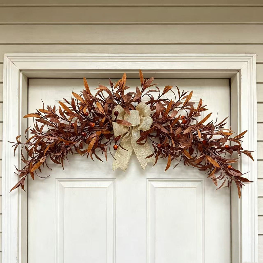 Lifelike Autumn Olive Garland, 31" Hanging Vine in Warm Coffee Tones, Realistic Faux Swag for Mantel, Doorway & Wedding Decor