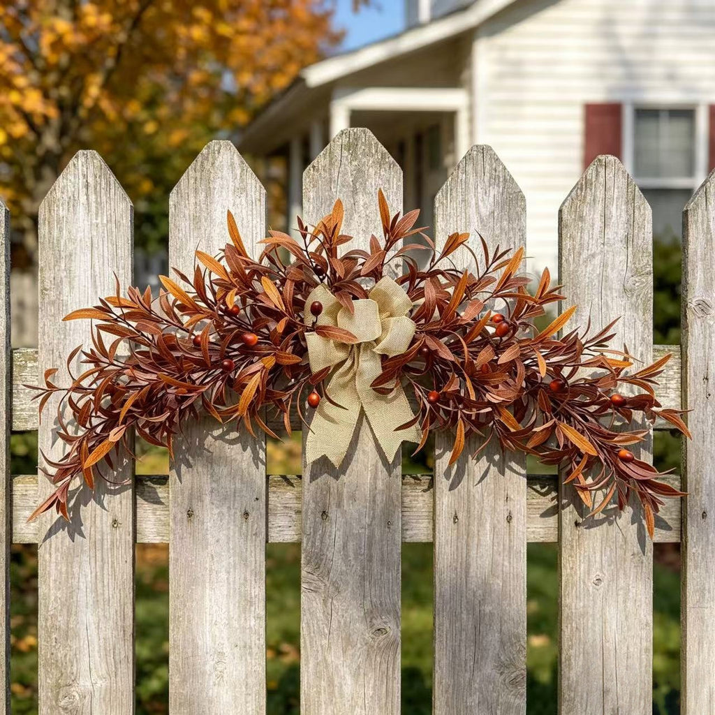 Lifelike Autumn Olive Garland, 31" Hanging Vine in Warm Coffee Tones, Realistic Faux Swag for Mantel, Doorway & Wedding Decor