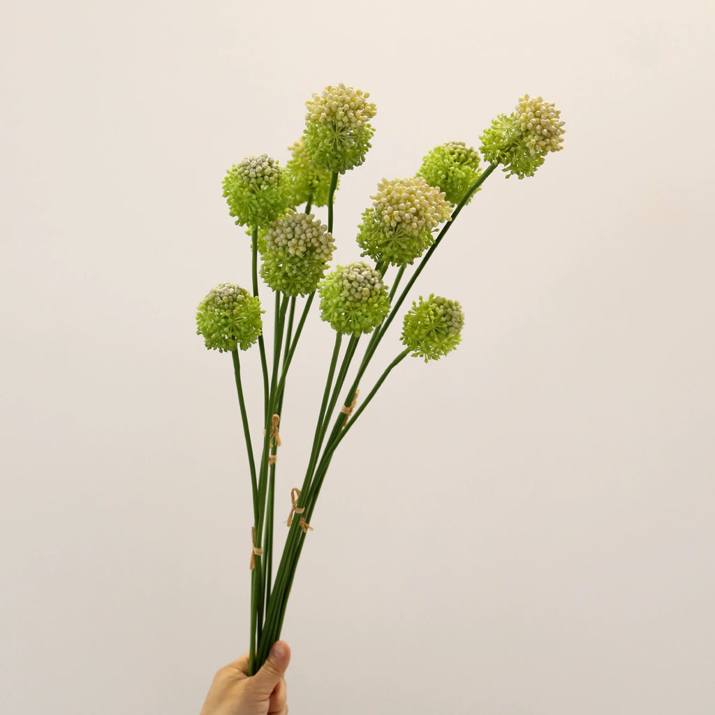 2-Pack Sculptural Allium Stems, 27.5" Tall Faux Onion Flower, Realistic Dandelion Spray for Modern Vase Decor, Weddings & Floral Design