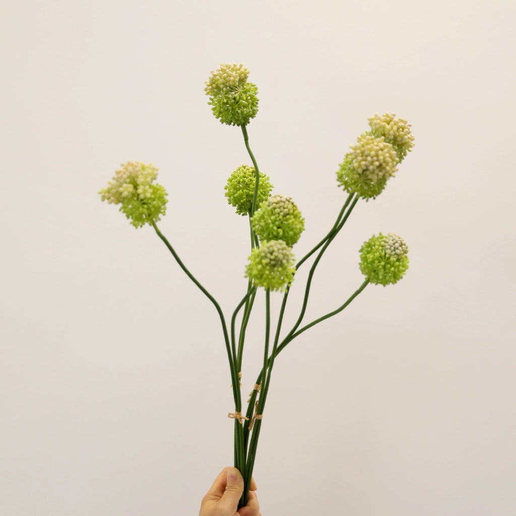 2-Pack Sculptural Allium Stems, 27.5" Tall Faux Onion Flower, Realistic Dandelion Spray for Modern Vase Decor, Weddings & Floral Design