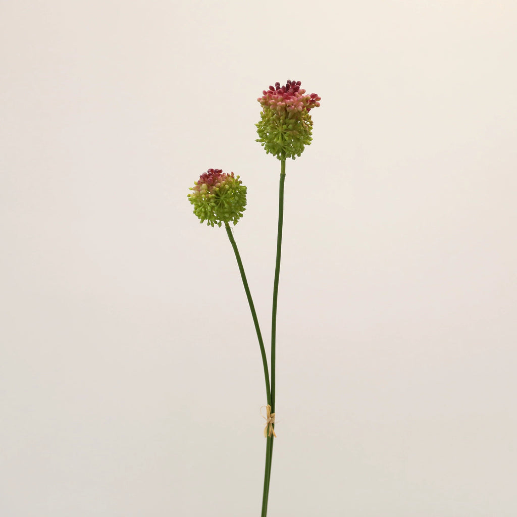 2-Pack Sculptural Allium Stems, 27.5" Tall Faux Onion Flower, Realistic Dandelion Spray for Modern Vase Decor, Weddings & Floral Design