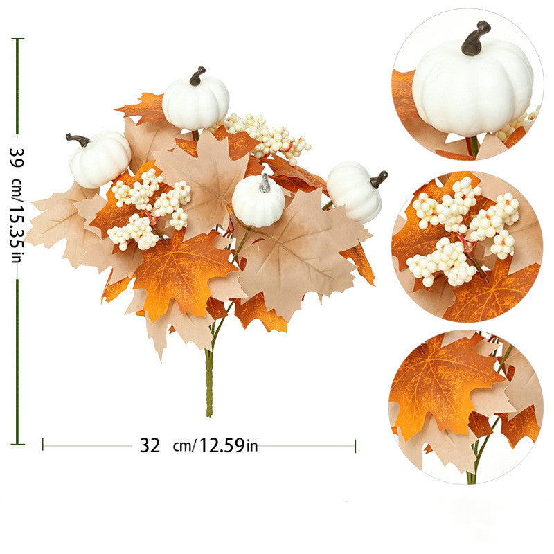 Autumn Pumpkin Bouquet, 13" Real-Touch Faux Flowers, Perfect for Fall Decor, Home Accents, Halloween & Thanksgiving