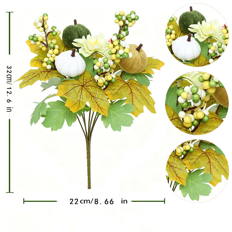 Autumn Pumpkin Bouquet, 13" Real-Touch Faux Flowers, Perfect for Fall Decor, Home Accents, Halloween & Thanksgiving