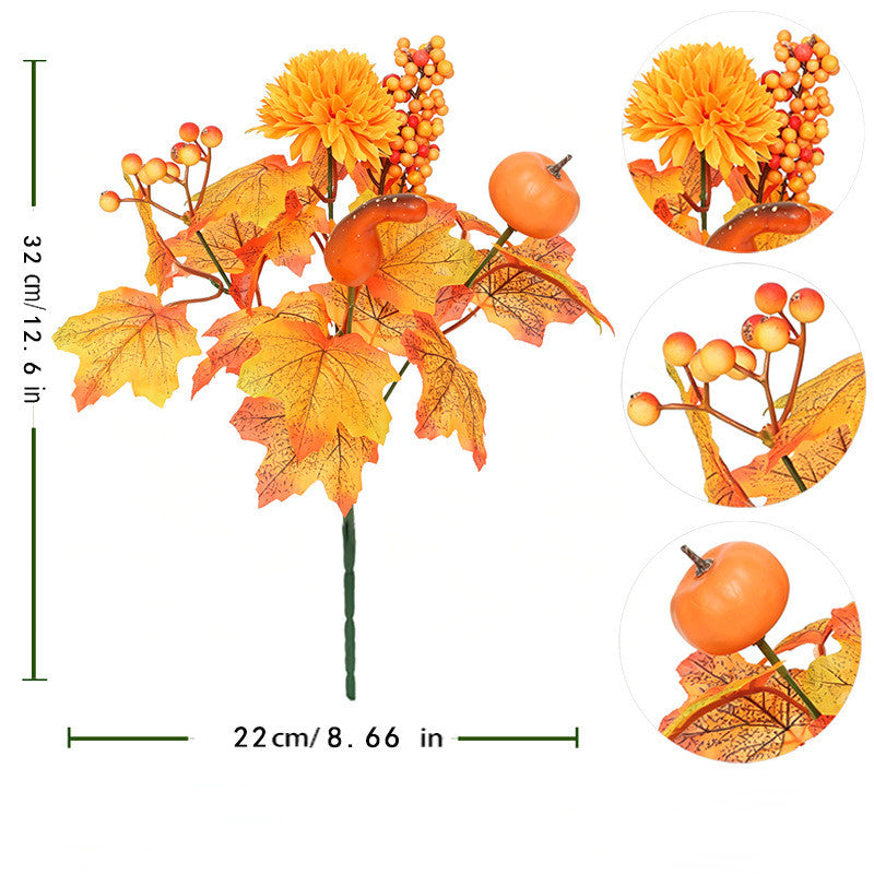 Autumn Pumpkin Bouquet, 13" Real-Touch Faux Flowers, Perfect for Fall Decor, Home Accents, Halloween & Thanksgiving