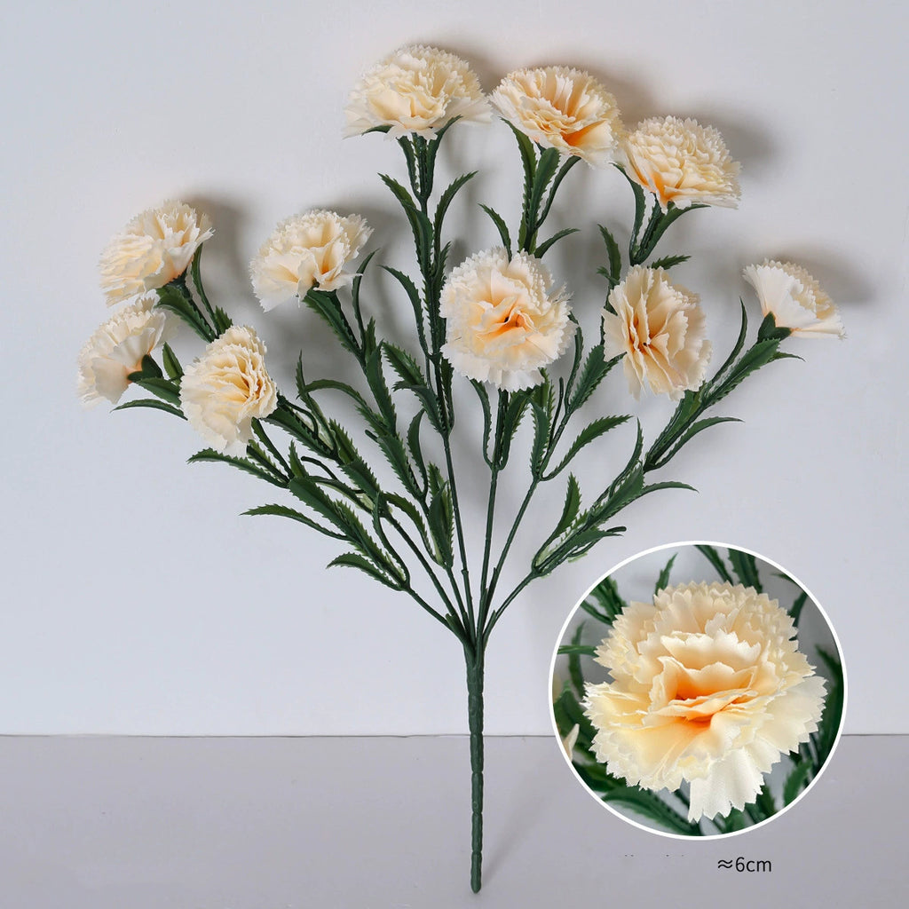 10-Head Artificial Carnation Bouquet, 16" Realistic Faux Flowers for Mother's Day Gift, Home Decor, Wedding Arrangements & Vase Filler