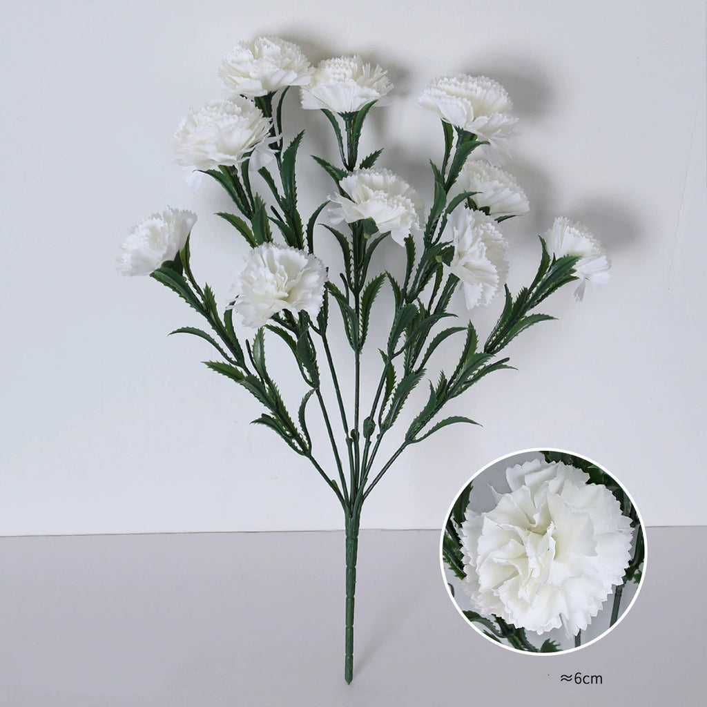 10-Head Artificial Carnation Bouquet, 16" Realistic Faux Flowers for Mother's Day Gift, Home Decor, Wedding Arrangements & Vase Filler