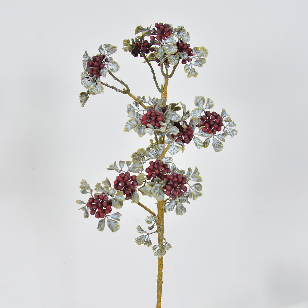 Set of 3 Autumn Berry Stems, 30" Tall Wine-Red Faux Raspberry Sprays, Realistic & Sculptural for Vase, Fall Decor, Wedding Arrangements