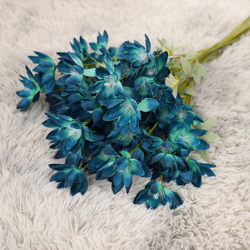 Large Snow Lotus Stem, 24" Faux Flame Flower, 6-Head Realistic Silk Floral for Wedding Bouquets, Event Planners & Vase Arrangements