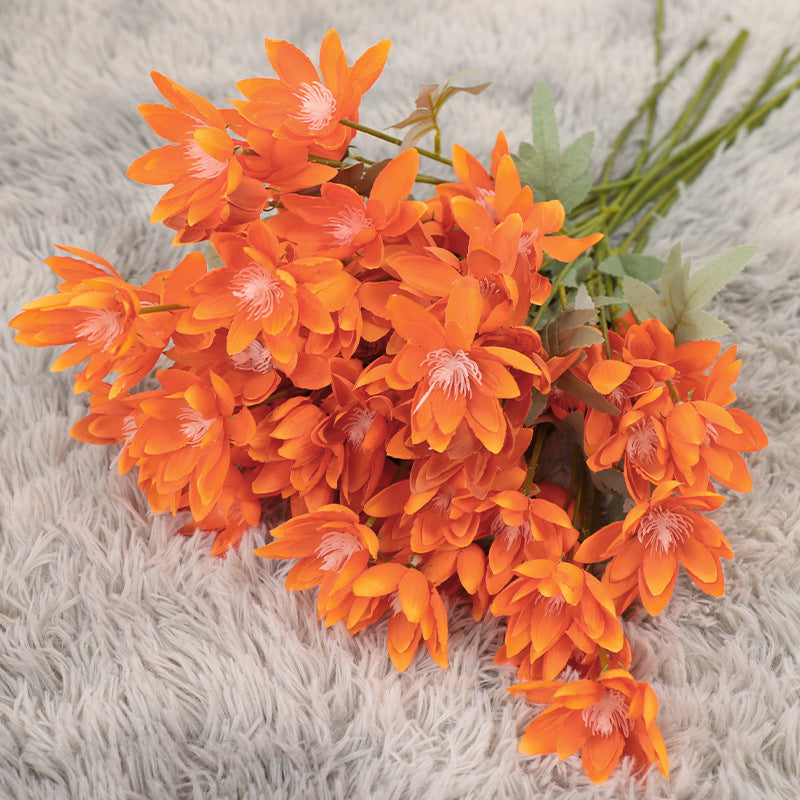 Large Snow Lotus Stem, 24" Faux Flame Flower, 6-Head Realistic Silk Floral for Wedding Bouquets, Event Planners & Vase Arrangements