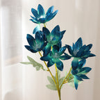 Large Snow Lotus Stem, 24" Faux Flame Flower, 6-Head Realistic Silk Floral for Wedding Bouquets, Event Planners & Vase Arrangements
