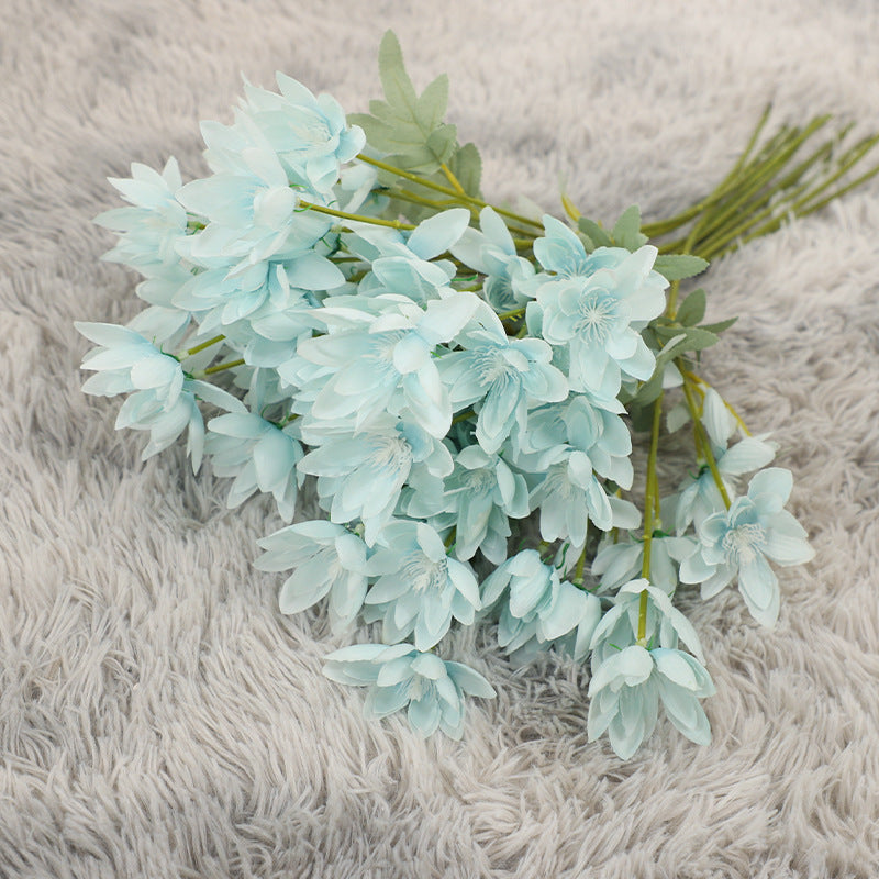 Large Snow Lotus Stem, 24" Faux Flame Flower, 6-Head Realistic Silk Floral for Wedding Bouquets, Event Planners & Vase Arrangements
