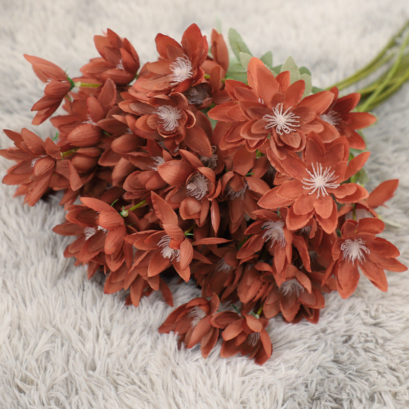 Large Snow Lotus Stem, 24" Faux Flame Flower, 6-Head Realistic Silk Floral for Wedding Bouquets, Event Planners & Vase Arrangements