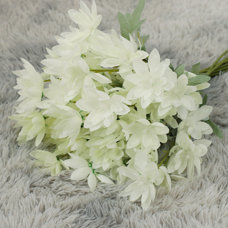 Large Snow Lotus Stem, 24" Faux Flame Flower, 6-Head Realistic Silk Floral for Wedding Bouquets, Event Planners & Vase Arrangements
