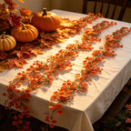 Realistic Autumn Money Leaf Garland, Faux Golden Eucalyptus Vine for Thanksgiving Table Decor, Harvest Mantel Decoration, Fireplace & Wedding