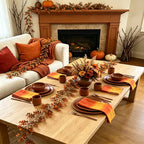 Realistic Autumn Money Leaf Garland, Faux Golden Eucalyptus Vine for Thanksgiving Table Decor, Harvest Mantel Decoration, Fireplace & Wedding