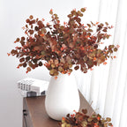 30" Autumn Eucalyptus Stems (3-Pack), Burgundy Russet Faux Branches, Realistic Long Stem Greenery for Tall Vases, Wedding Decor & Floral Arrangements