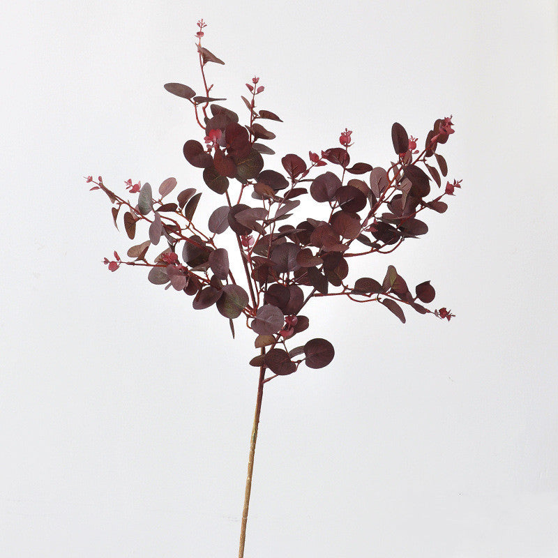 30" Autumn Eucalyptus Stems (3-Pack), Burgundy Russet Faux Branches, Realistic Long Stem Greenery for Tall Vases, Wedding Decor & Floral Arrangements