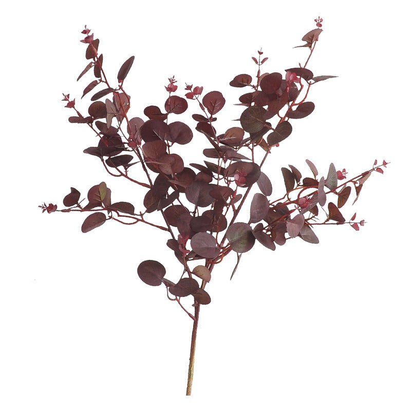 30" Autumn Eucalyptus Stems (3-Pack), Burgundy Russet Faux Branches, Realistic Long Stem Greenery for Tall Vases, Wedding Decor & Floral Arrangements