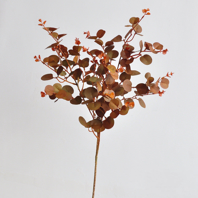 30" Autumn Eucalyptus Stems (3-Pack), Burgundy Russet Faux Branches, Realistic Long Stem Greenery for Tall Vases, Wedding Decor & Floral Arrangements