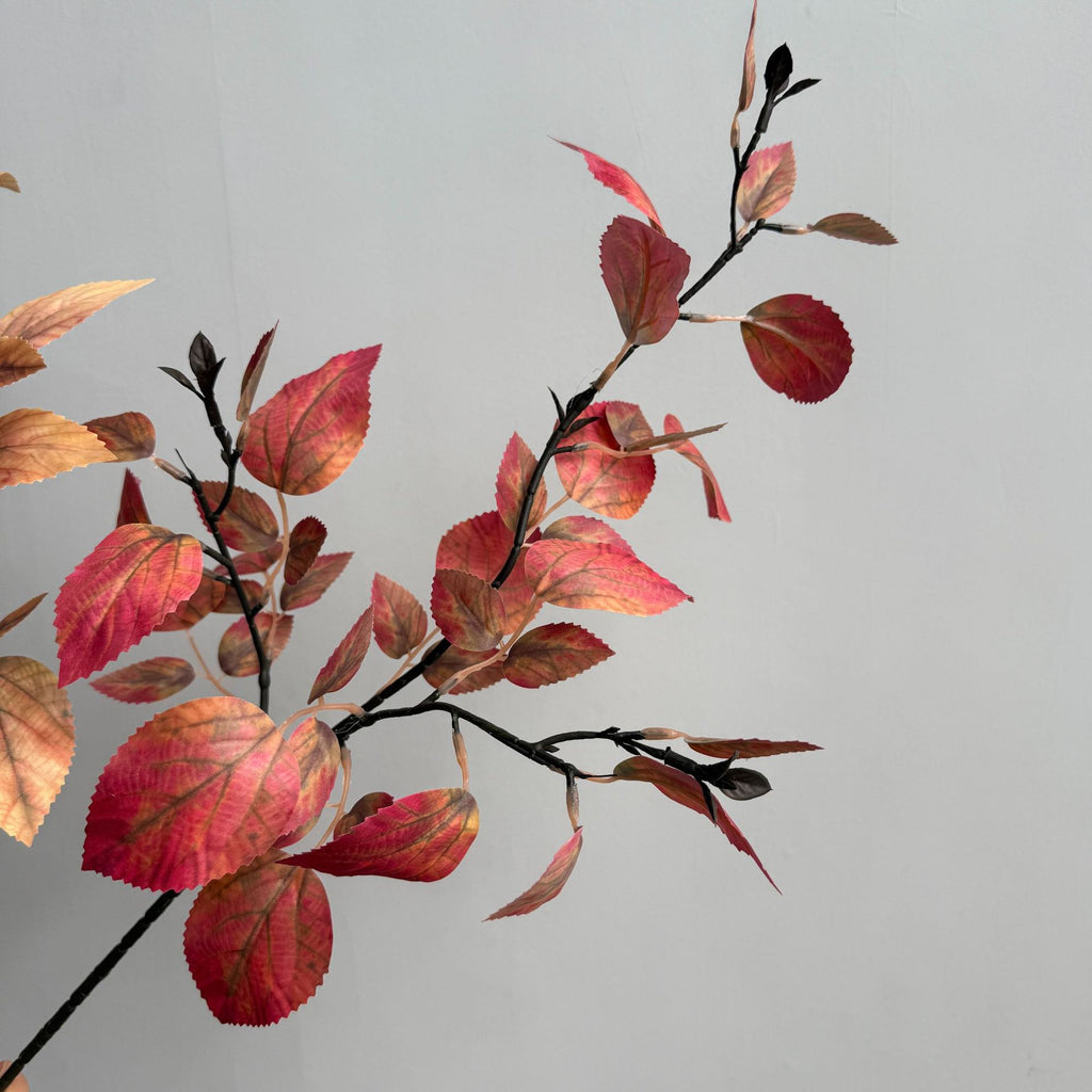 Autumn Birch Leaf Spray, Set of 2, 33-Inch Tall Faux Branches, Realistic Withered Stems for Rustic Home Decor, Vase Filler, Wedding Arrangements