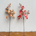 Autumn Birch Leaf Spray, Set of 2, 33-Inch Tall Faux Branches, Realistic Withered Stems for Rustic Home Decor, Vase Filler, Wedding Arrangements
