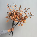 Autumn Birch Leaf Spray, Set of 2, 33-Inch Tall Faux Branches, Realistic Withered Stems for Rustic Home Decor, Vase Filler, Wedding Arrangements