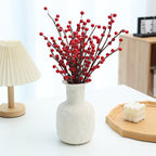 Artificial Red Berry Stems, 15" Lifelike Winter Berry Branches, Faux Red Berries for Vase, Christmas Wreath Making, Holiday Home Decor & DIY Crafts