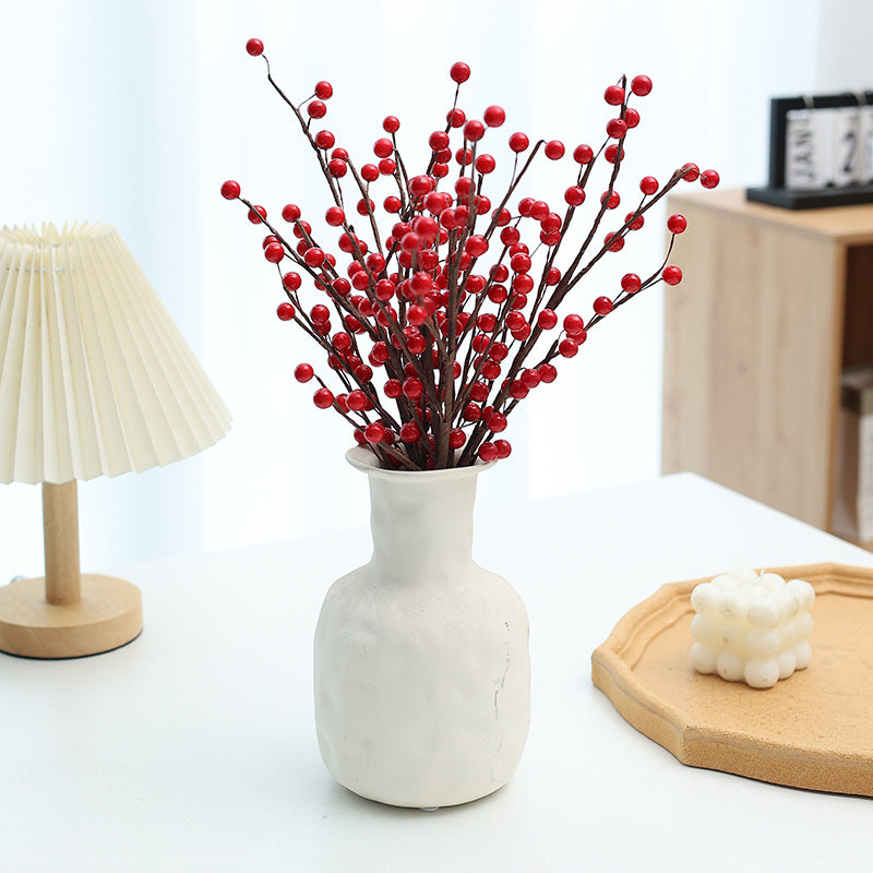 Artificial Red Berry Stems, 15" Lifelike Winter Berry Branches, Faux Red Berries for Vase, Christmas Wreath Making, Holiday Home Decor & DIY Crafts