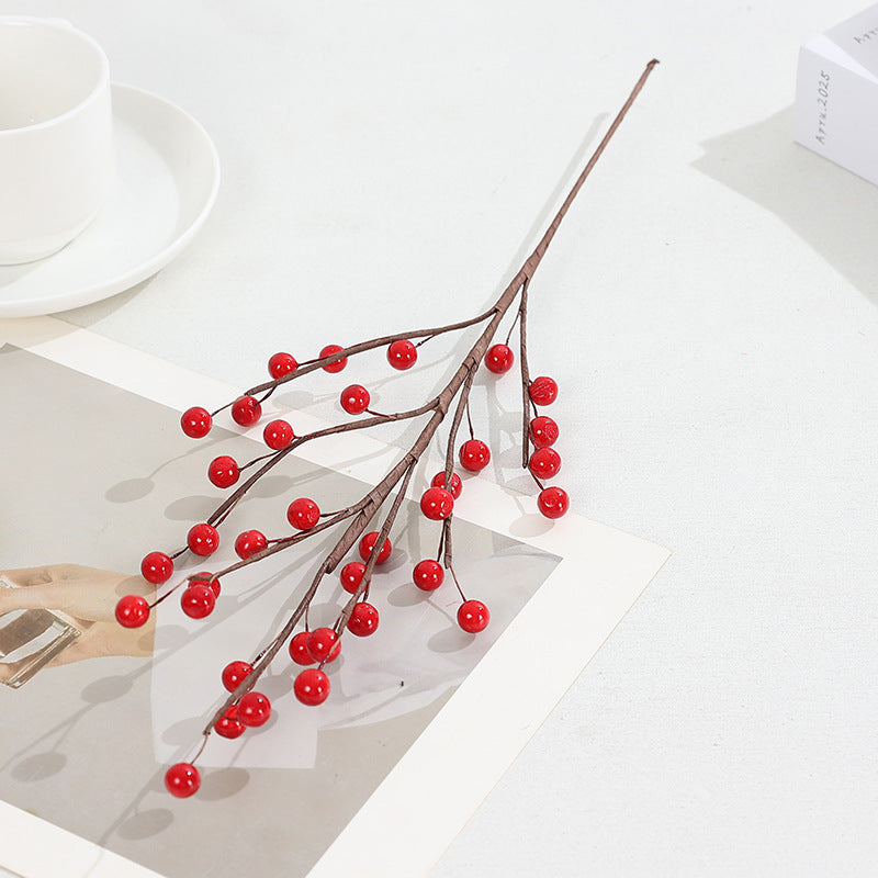 Artificial Red Berry Stems, 15" Lifelike Winter Berry Branches, Faux Red Berries for Vase, Christmas Wreath Making, Holiday Home Decor & DIY Crafts