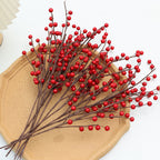 Artificial Red Berry Stems, 15" Lifelike Winter Berry Branches, Faux Red Berries for Vase, Christmas Wreath Making, Holiday Home Decor & DIY Crafts