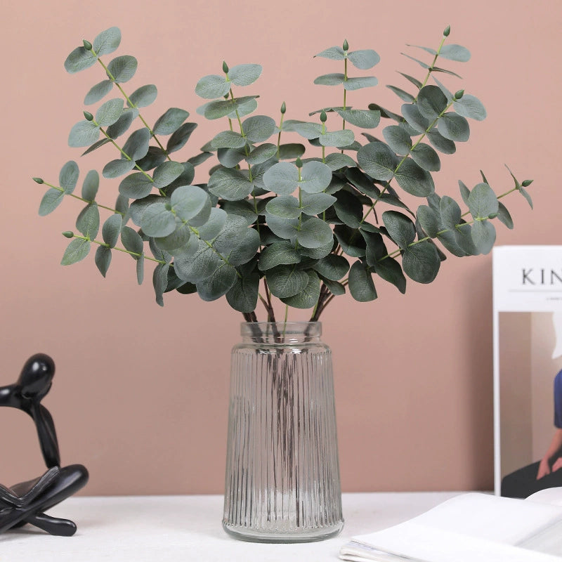 Realistic Silver Dollar Eucalyptus Stem, 20-Inch Faux Money Leaf Spray for Modern Home Decor, Vase Filler, DIY Wreaths & Wedding Greenery