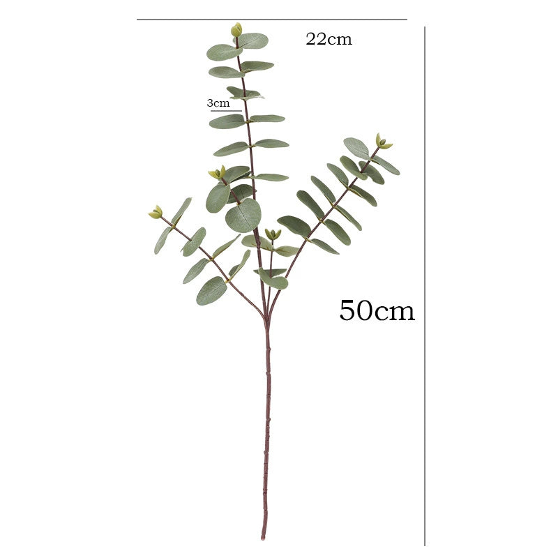 Realistic Silver Dollar Eucalyptus Stem, 20-Inch Faux Money Leaf Spray for Modern Home Decor, Vase Filler, DIY Wreaths & Wedding Greenery
