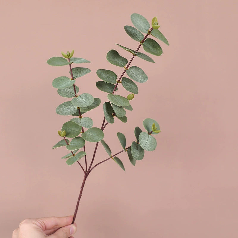 Realistic Silver Dollar Eucalyptus Stem, 20-Inch Faux Money Leaf Spray for Modern Home Decor, Vase Filler, DIY Wreaths & Wedding Greenery