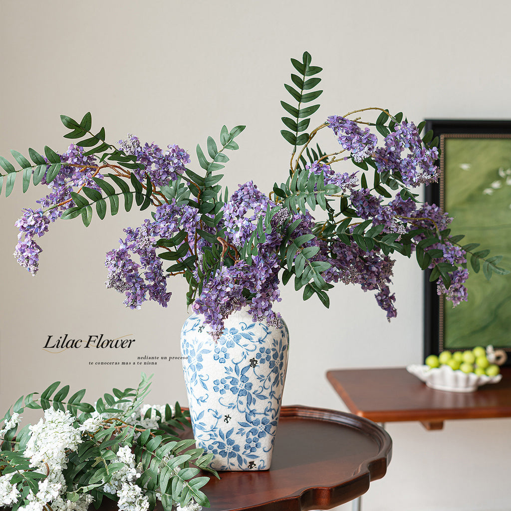 36" Tall Artificial Lilac Stem, Realistic Long-Stem Faux Flower Branch for Vase, Wedding Bouquet, Home Decor, Floral Arrangement