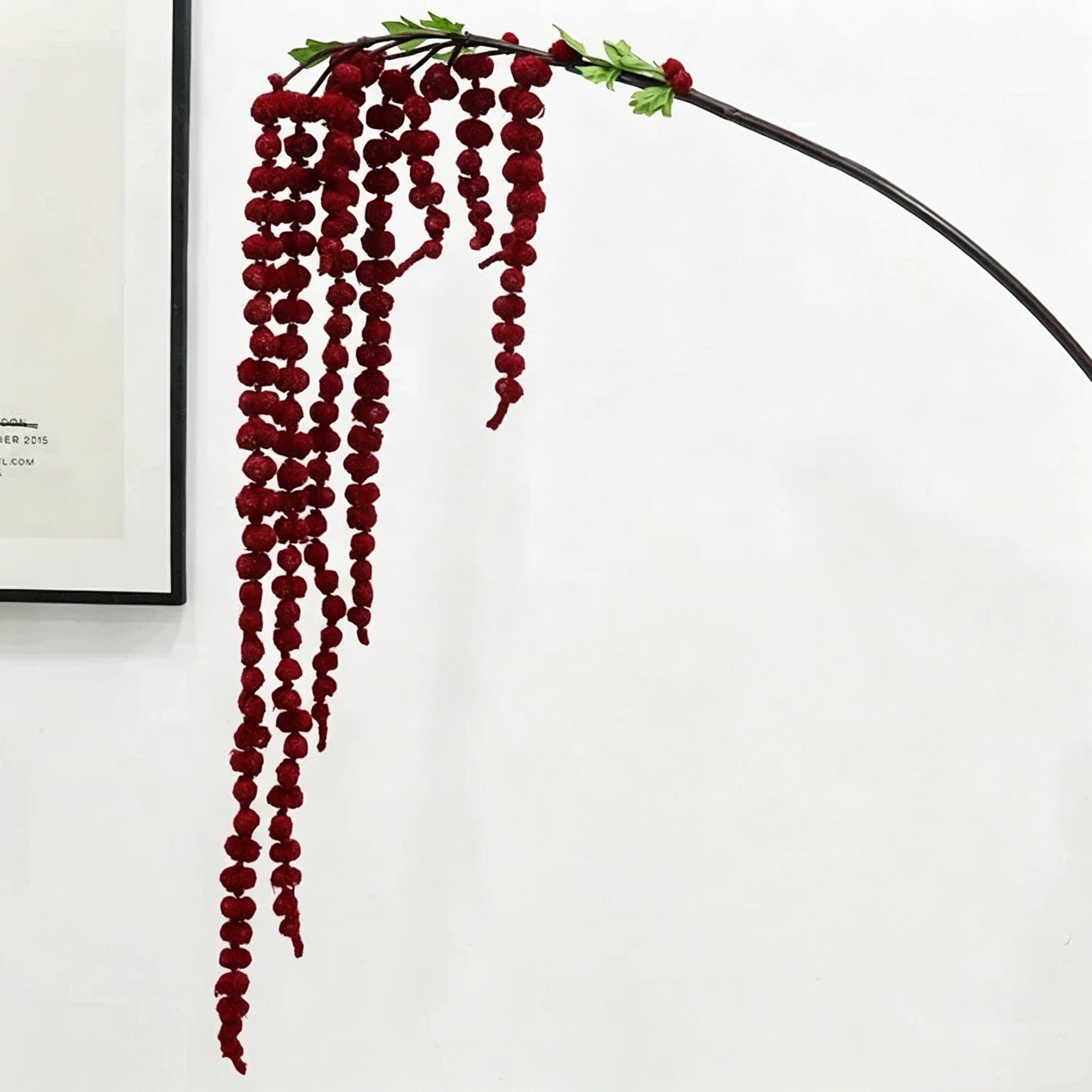 Realistic Cascading Amaranthus, 39" Long Trailing Berry Stem, Faux Hanging Plant for Wall Decor, Planter, Wedding Arrangements