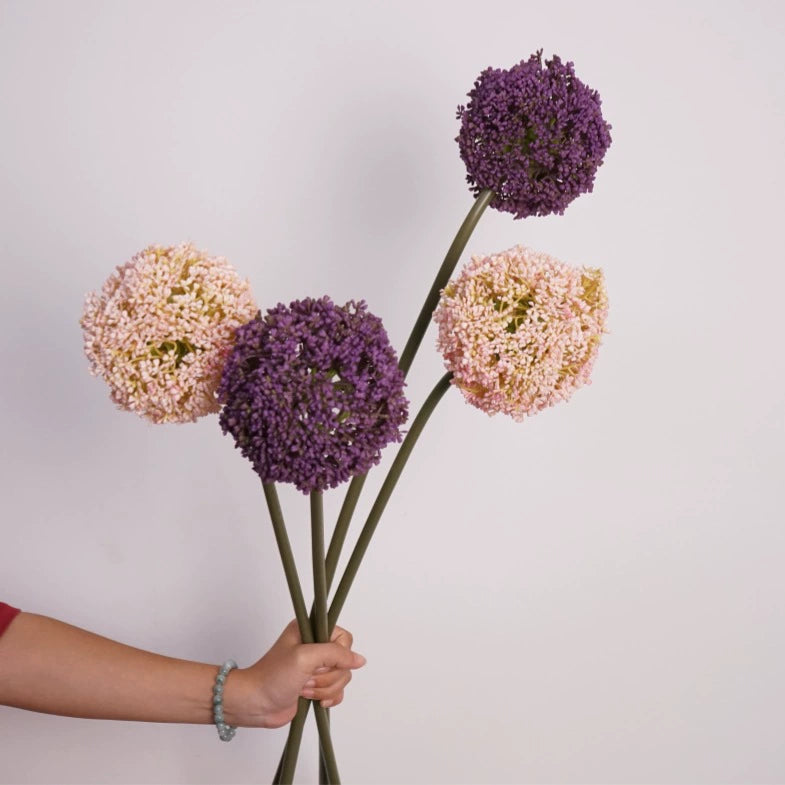Realistic Faux Allium Stem, 30" Tall Artificial Allium Ball Flower, Lifelike Single Stem for Tall Vases, Wedding Decor, Home & Event Floral
