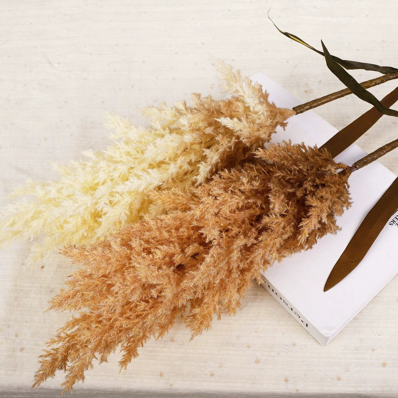 Faux Pampas Grass Stem, 39-Inch Tall Fluffy Reed, Realistic & Natural Look for Floor Vases, Boho Home Decor, Wedding Floral Arrangements