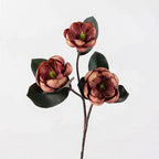 Large Real Touch Magnolia Flower Stem, 28" Tall with 3 Blooms, Faux Floral for Wedding Bouquets, Event Planners & Elegant Home Decor