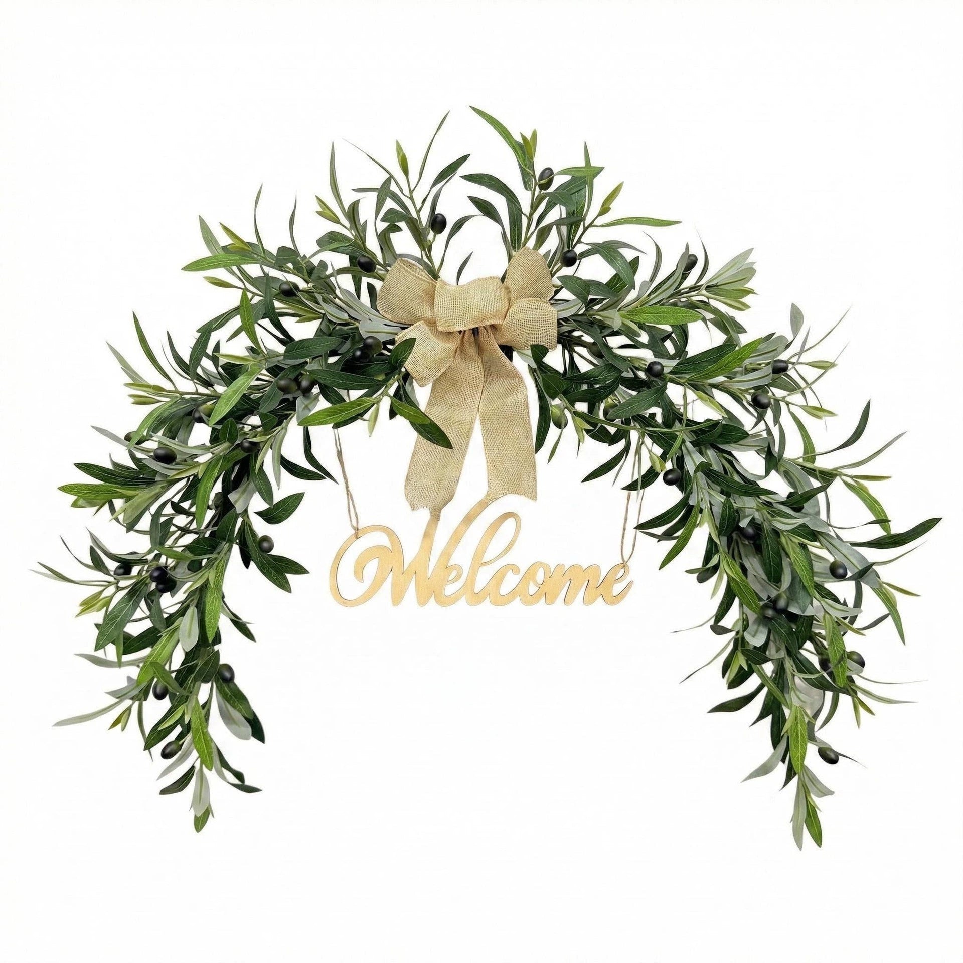 Large 31" Artificial Olive Garland, Realistic Faux Olive Branch Swag for Fireplace Mantel, Wall Decor, Mirror Accent, Farmhouse Wedding