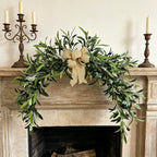 Large 31" Artificial Olive Garland, Realistic Faux Olive Branch Swag for Fireplace Mantel, Wall Decor, Mirror Accent, Farmhouse Wedding