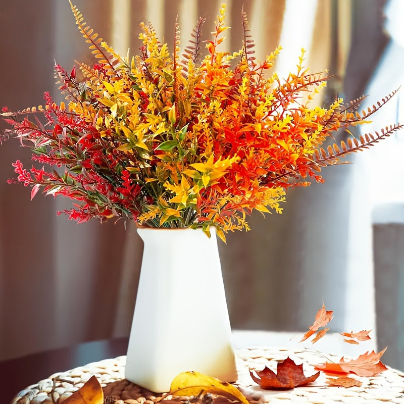Artificial Eucalyptus Stems, 8 Pcs Set, Realistic Long Stem Autumn Foliage for Vase Filler, Wedding Decor, Rustic Home Arrangements