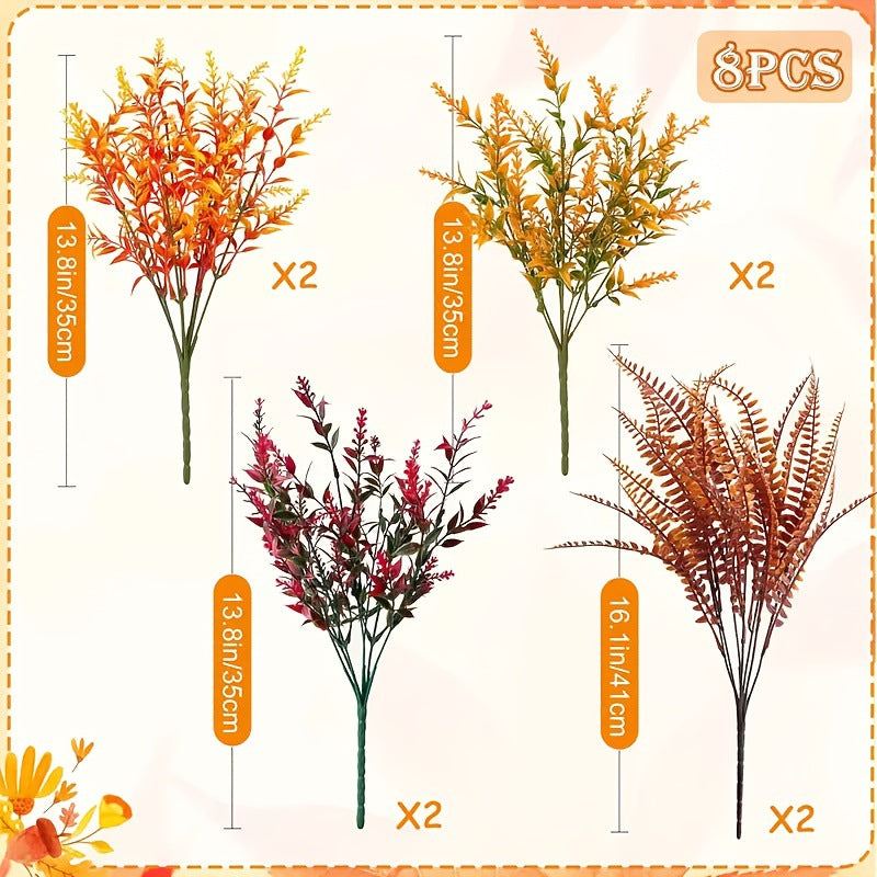 Artificial Eucalyptus Stems, 8 Pcs Set, Realistic Long Stem Autumn Foliage for Vase Filler, Wedding Decor, Rustic Home Arrangements