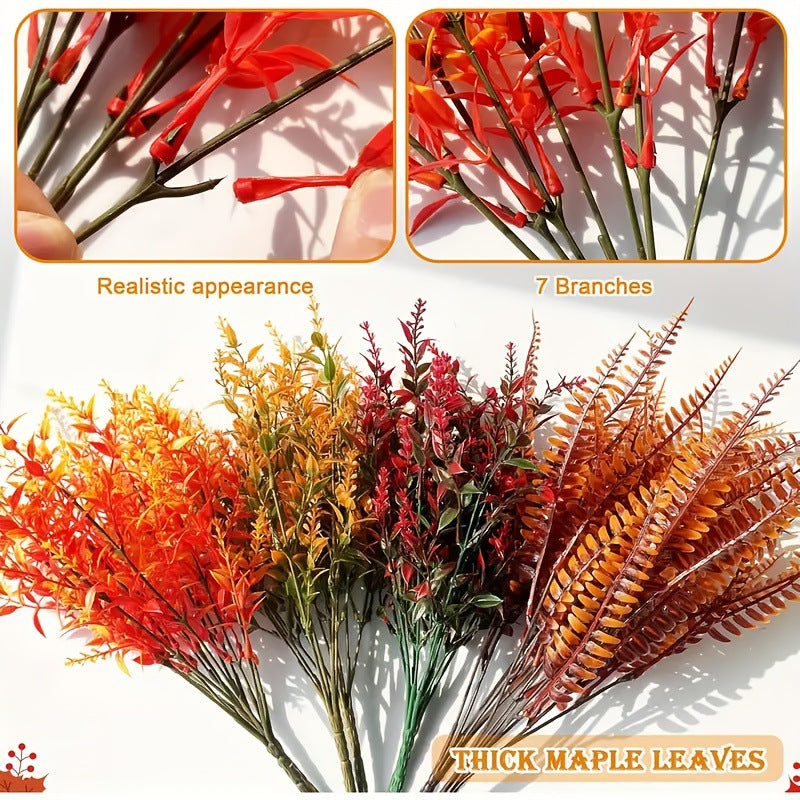 Artificial Eucalyptus Stems, 8 Pcs Set, Realistic Long Stem Autumn Foliage for Vase Filler, Wedding Decor, Rustic Home Arrangements