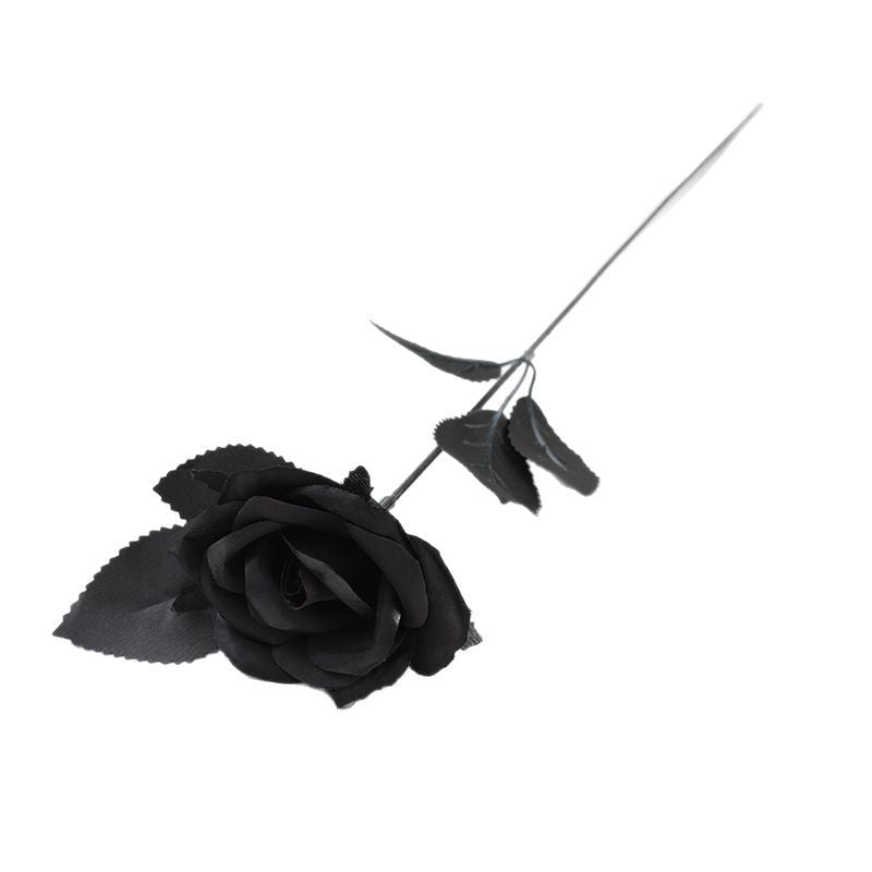 Everlasting Black Roses, Set of 5, 15" Gothic Artificial Flowers, Realistic Dark Floral for Moody Halloween Decor, Wedding Bouquets & Vase Arrangements