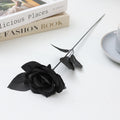 Everlasting Black Roses, Set of 5, 15" Gothic Artificial Flowers, Realistic Dark Floral for Moody Halloween Decor, Wedding Bouquets & Vase Arrangements