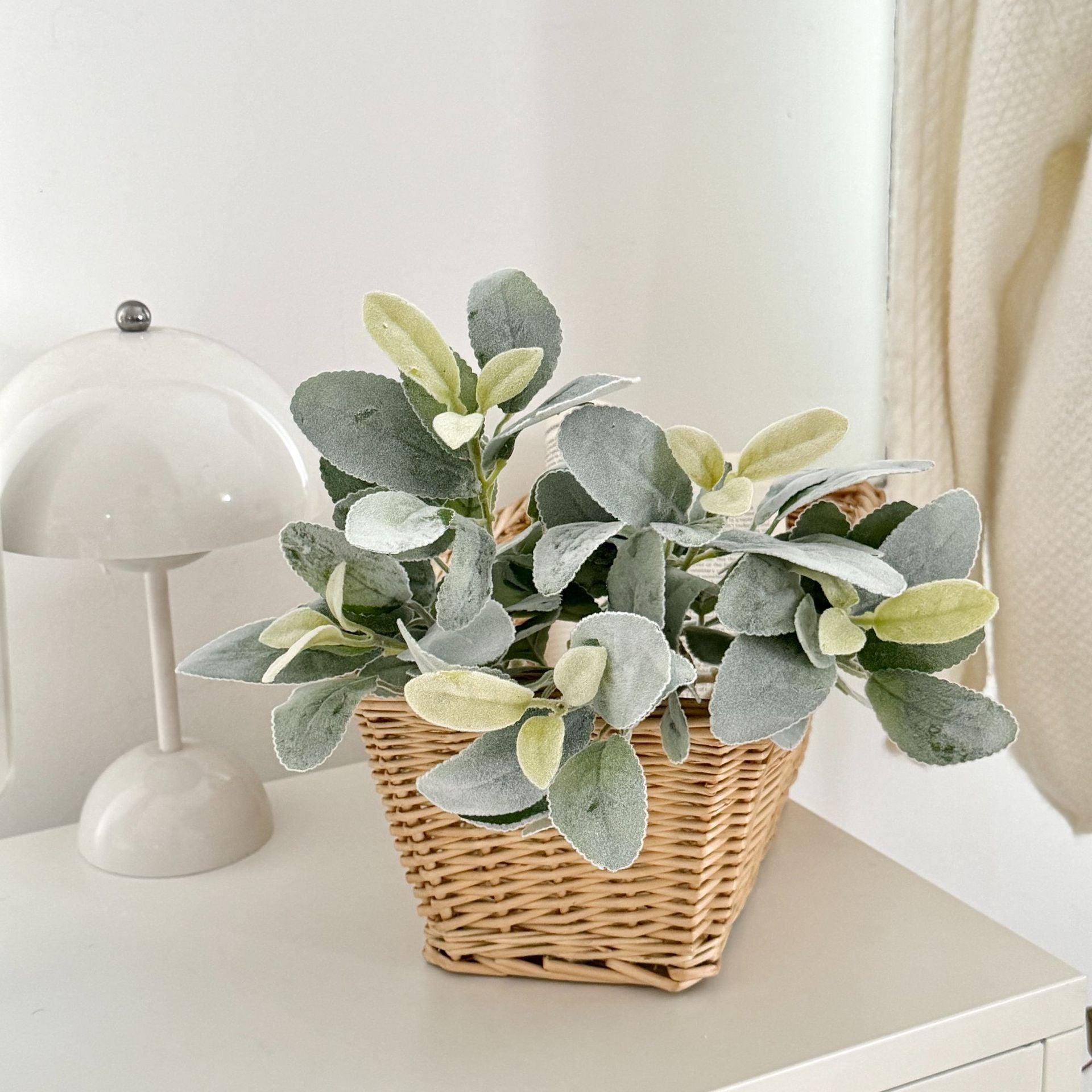 Faux Velvet Rabbit Ear Plant - 15" Realistic Decorative Greenery for Home Decor, Weddings, and Event Styling